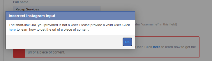 The short link you provided does not belong to a user. Please provide a valid User.